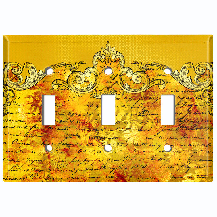 WorldAcc Metal Light Switch Plate Outlet Cover (Yellow Gold Frame
